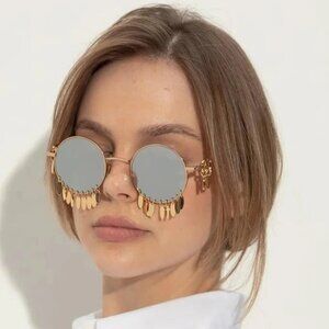 NEW VALENTINO SUNGLASSES VLS-174A LIMITED EDITION GOLD/SILVER WOMEN EYEWEAR Valentino VLS-174A Sunglasses GLD-BLK Light Gold - eye-oo.com main image 4